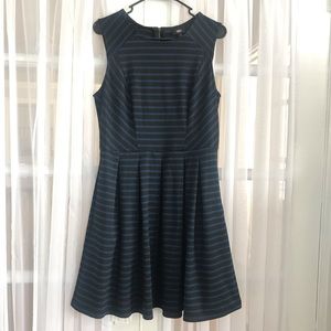 Mossimo Black and Blue Striped Skater Dress